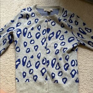 Gray and Blue Leopard Print Cardigan XS Banana Republic